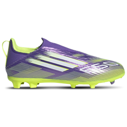 Boys' Grade School - adidas F50 League Laceless FG/MG - Purple Rush/Ftwr White