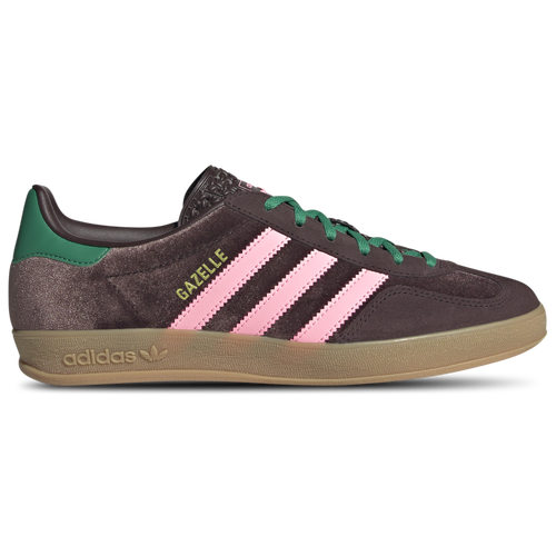 Adidas Originals Womens  Gazelle Indoor In Court Green/glow Pink/dark Brown