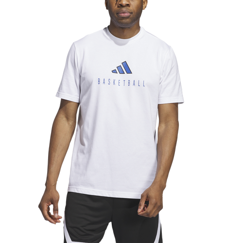 

adidas Mens adidas Worldwide Hoops Logo Graphic Basketball Tee - Mens White Size M