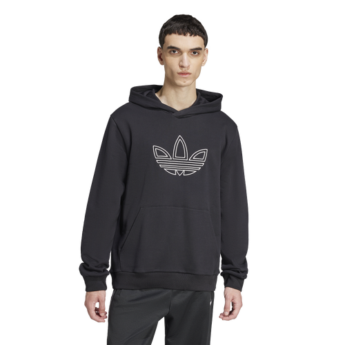 

adidas Originals Mens adidas Originals Outline Fleece Pullover Hoodie - Mens Black/Black Size S