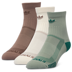 Adult - adidas Trefoil 3-Pack Tech Quarter Socks - Green/Beige/Brown