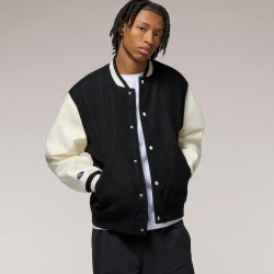 Men's - LCKR The Five One Two Varsity Jacket - Egret/Black