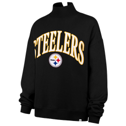 Women's - 47 Brand Steelers Vantage Mock Neck PO Crew Swtr - Black