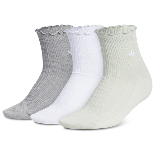 adidas Originals Ruffle Quarter Socks 3-Pack - Adidas Heather/White Linen