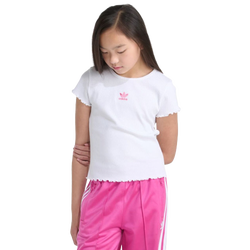 Girls' Grade School - adidas Originals Lettuce Edge Short Sleeve T-Shirt - White/Pink