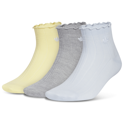 adidas Originals Ruffle Quarter Socks 3-Pack - adidas Orange Tint/Heather Grey Crystal Sky Blue
