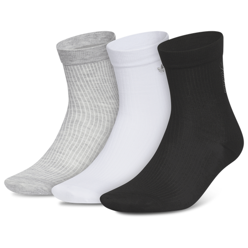  - adidas Originals Embroidered Quarter Socks 3 Pack - White/Black Heather Grey