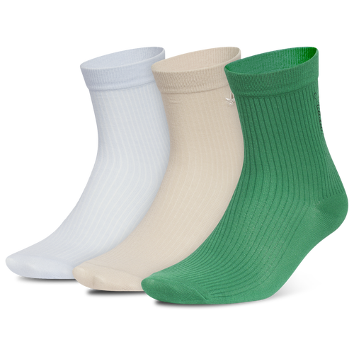 adidas Originals Embroidered Quarter Socks 3 Pack - adidas Crystal Sky Blue/Stone Khaki Bold Green