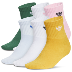 Girls' Grade School - adidas Originals Trefoil 2.0 Quarter Socks 6-Pack - Crystal Sky Blue/Light Pink/Collegiate Green