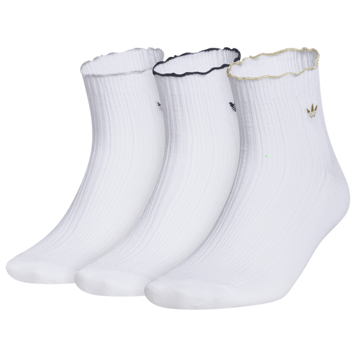 WOMENS - adidas Ruffle Quarter 3pk - Metallic Silver/White Gold