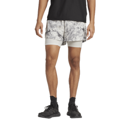Men's - adidas Own The Run Spray Dye Two-In-One Shorts - Orbit Grey/Black