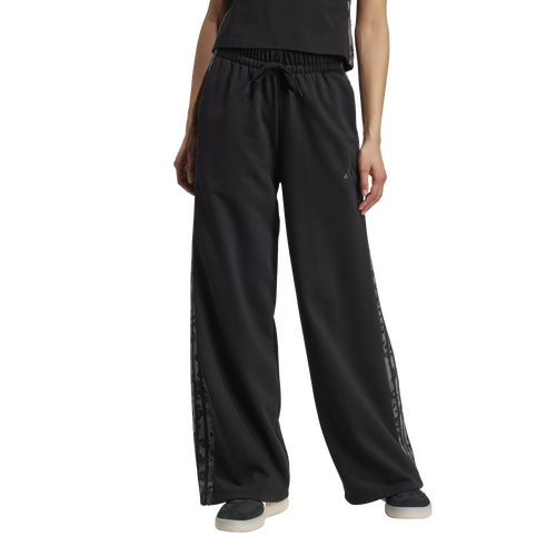 WOMENS - adidas 3-Stripes Animal Printed Open Hem Pants - Black/Multicolor