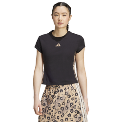 Women's - adidas 3-Stripes Animal Printed T-Shirt - Black/Multicolor