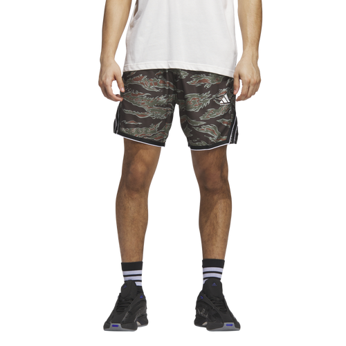 MENS - adidas CrazyLite Allover Printed 9" Basketball Shorts - Olive Strata/Preloved Brown