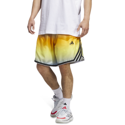 Men's - adidas CrazyLite Allover Printed 9" Basketball Shorts - Crew Yellow/Clear Sky