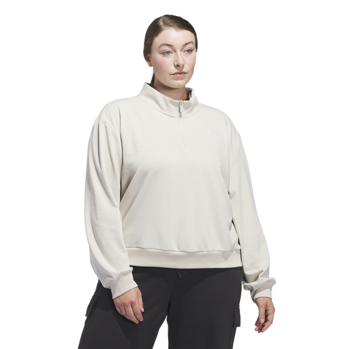 WOMENS - adidas Essentials Small Logo Qtr Zip Sweatshirt (PS) - Wonder Alumina/White
