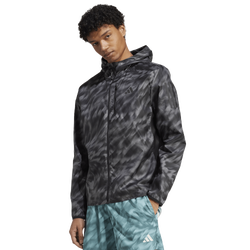 Men's - adidas Own The Run Allover Print Jacket - Grey/Black