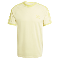 Men's - adidas 3 Stripe T-Shirt - Powder Yellow/White