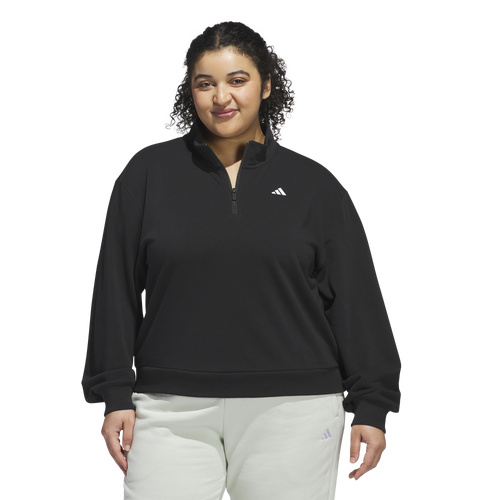 WOMENS - adidas Essentials Small Logo Qtr Zip Sweatshirt (PS) - Black