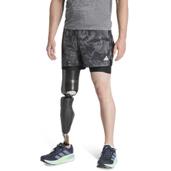 Men's - adidas Own The Run Spray Dye Two-In-One Shorts - Grey/Black