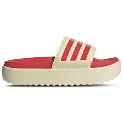 Women's - adidas Adilette Platform Swimming Slides - Warm Vanilla/Semi Lucid Red/Semi Lucid Red