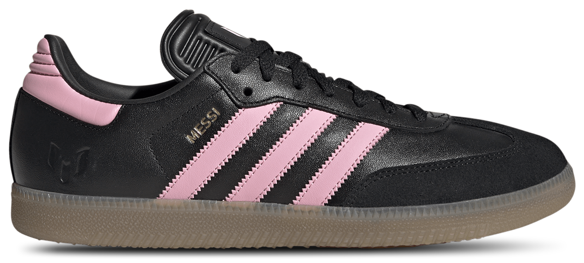メッシ×adidas Samba ブラック/ピンク 2024年 発売】「メッシ」のエンボスロゴを配置したアディダス