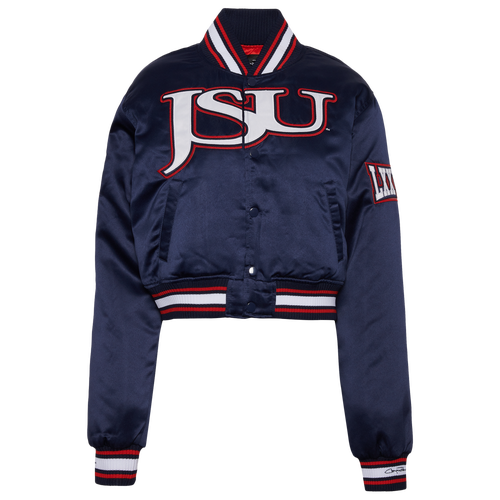 WOMENS - Campus Remix Jackson State University Satin Jacket - Navy/Red