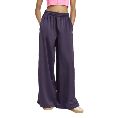 WOMENS - adidas Originals Satin Wide Leg Track Pants - Aurora Plum/Black