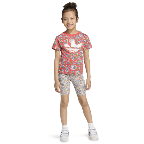 GIRLS - adidas Originals x Liberty London Shorts & T-Shirt Set - Semi Lucid Red/Multicolor