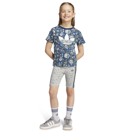 GIRLS - adidas Originals x Liberty London Shorts & T-Shirt Set - Night Indigo/Multicolor