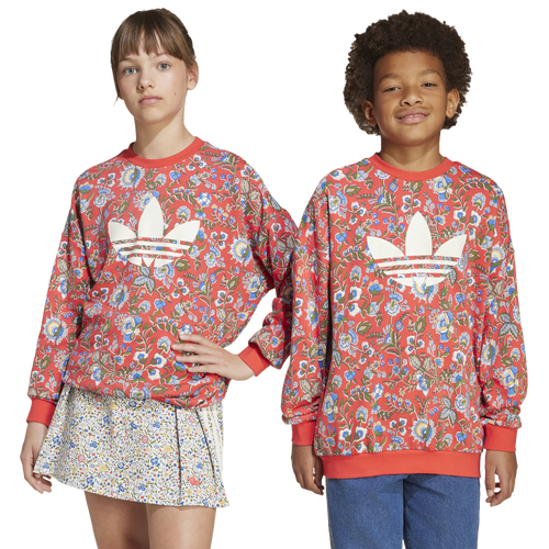 BOYS - adidas Originals x Liberty London Crew-Neck Sweater - Semi Lucid Red/Multicolor