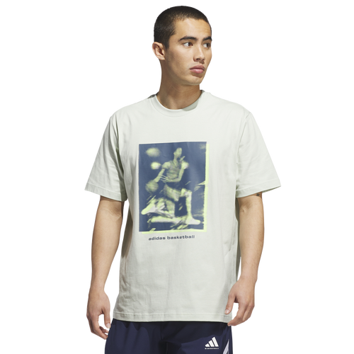 MENS - adidas Basketball Lifestyle Graphic Tee - Linen Green/Lucid Lemon