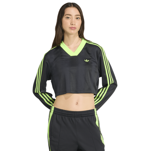 WOMENS - adidas Jacquard Long Sleeve T-Shirt - Black/Volt
