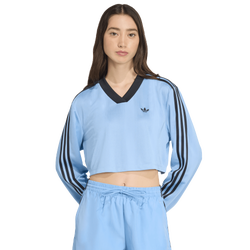 Women's - adidas Jacquard Long Sleeve T-Shirt - Ash Blue/Black