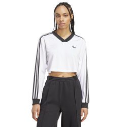 Women's - adidas Jacquard Long Sleeve T-Shirt - White/Black