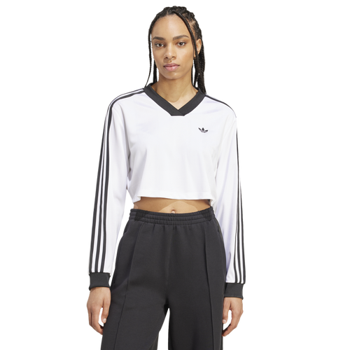 WOMENS - adidas Jacquard Long Sleeve T-Shirt - White/Black