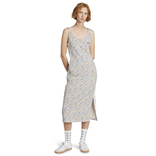 WOMENS - adidas Originals x Liberty London 3-Stripes Bodycon 3 Maxi Dress - Off White/Semi Lucid Red