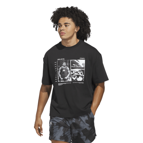 MENS - adidas Anthony Edwards Designed For Training Tee - Black/Acid Red