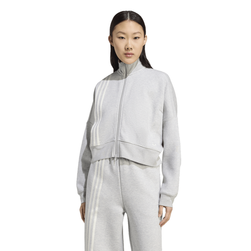 Adidas Originals Adidas 3-stripes Zip Front Cotton Blend Jacket In White