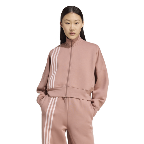 Adidas Originals Womens  Off-placed 3-stripes Zip Up Track Top In Pink