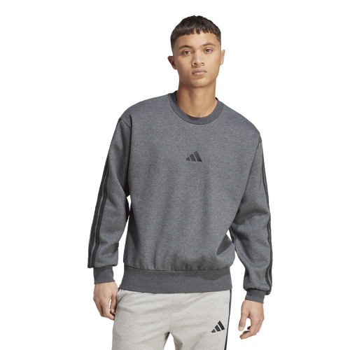 MENS - adidas Essentials 3-Stripes Fleece Sweatshirt - Dark Grey Heather/Black