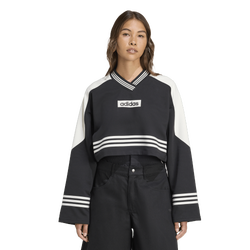 Women's - adidas Crew Sweatshirt Crop - Black/Off White