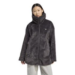 Women's - adidas Originals Hooded Fur Jacket - Utility Black