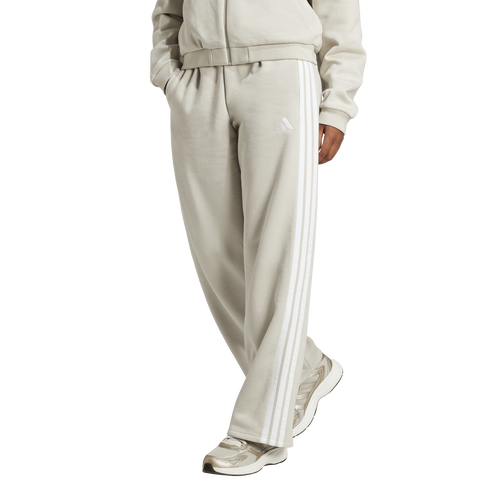 WOMENS - adidas Essentials 3-Stripes Open Hem Fleece Pants - Wonder Alumina/White
