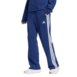 Women's - adidas Essentials 3-Stripes Open Hem Fleece Pants - White/Dark Blue