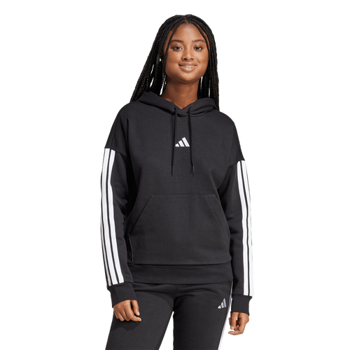  - adidas Essentials 3-Stripes Fleece Hoodie - White/Black