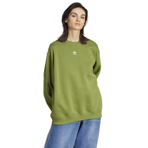 WOMENS - adidas Originals Fleece Oversized Crewneck Sweater - Olive