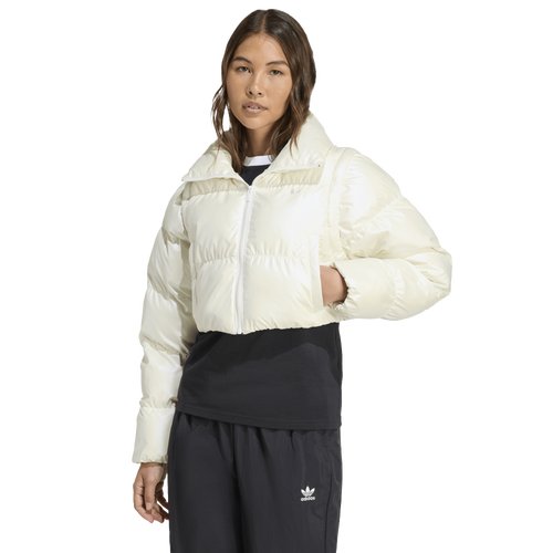 Adidas Originals Womens  Glossy 2-in-1 Cropped Puffer Jacket In White