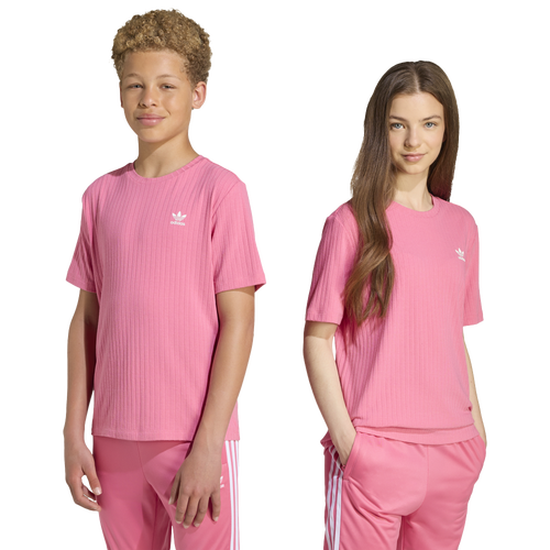 BOYS - adidas Originals Trefoil Wide Rib T-Shirt - Pink Fusion/White