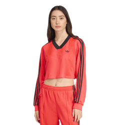 Women's - adidas Jacquard Long Sleeve T-Shirt - Lucid Red/Black